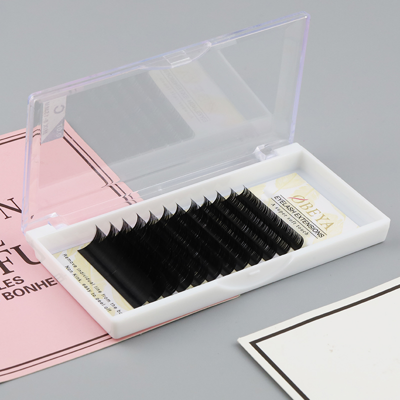 Wholesale price korea pbt fiber 0.03-0.25mm individual eyelash extensions with lash box YY